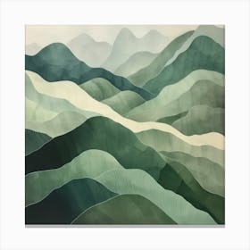 Japanese Watercolour Of Mount Haguro 1 Canvas Print