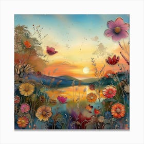 Sunset Flowers 3 Canvas Print