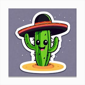 Mexico Cactus With Mexican Hat Inside Taco Sticker 2d Cute Fantasy Dreamy Vector Illustration (8) Canvas Print