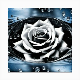 Black And White Rose In Water Canvas Print