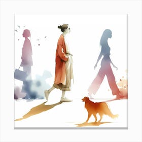 Portrait Of A Woman And Her Dog Canvas Print