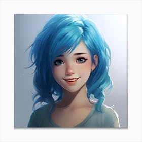 Anime Girl With Blue Hair 2 Canvas Print