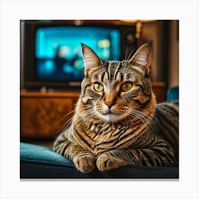 Cat Watching Tv Canvas Print