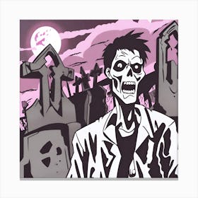 Skeleton In The Graveyard 1 Canvas Print