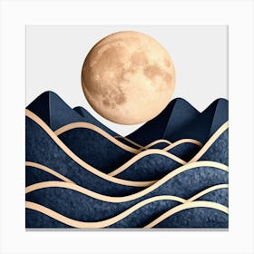 Moon And Waves 63 Canvas Print