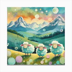Three Sheep In The Mountains Canvas Print