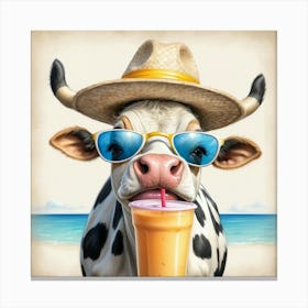 Cow On The Beach 6 Canvas Print