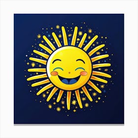 Lovely smiling sun on a blue gradient background 97 Canvas Print