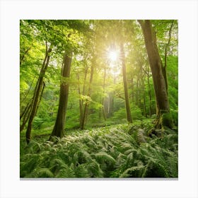 Firefly Create An Ai Generated Image Of A Dense, Lush Forest Canopy With Sunlight Filtering Through Canvas Print