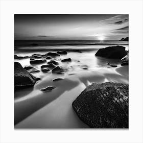Black And White Rocks On The Beach 2 Canvas Print