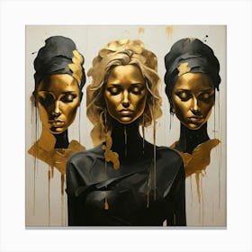 Three Women In Gold Canvas Print