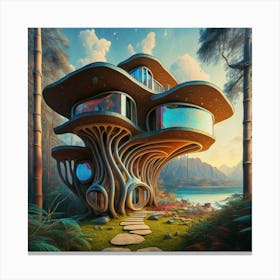 Huge colorful futuristic house design with vibrant details 2 Canvas Print