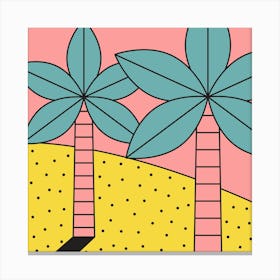 Blue Pink Yallow Geometric Travelogue Memory (6) Canvas Print