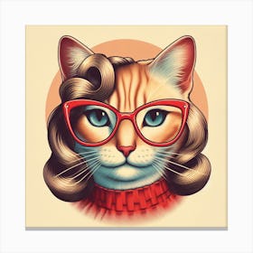 Cat With Glasses 1 Canvas Print