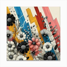 Flowers And Stripes Canvas Print