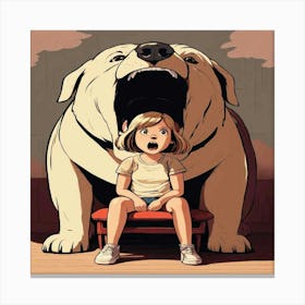 Girl With The Big Dog Canvas Print