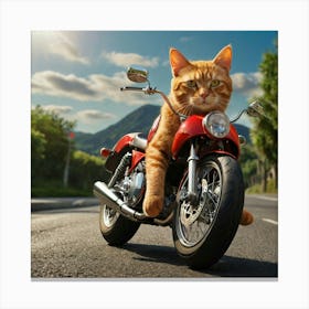 Cat On Motorcycle Canvas Print