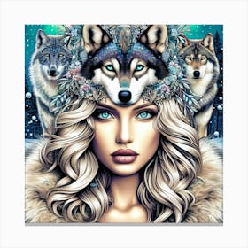 Girl And Wolf Canvas Print