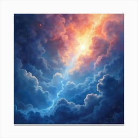 Celestial Watercolor With Shimmering Cosmic Light 1 Canvas Print