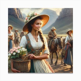 Girl With A Basket Canvas Print