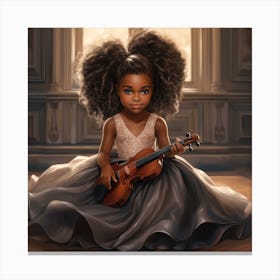 Little Black Girl Playing Violin 1 Canvas Print