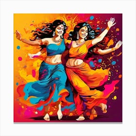 Two Indian Women Dancing Canvas Print