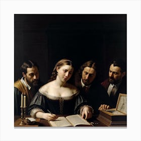 Woman Reading A Book Canvas Print