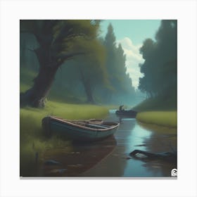Boat On A River 9 Canvas Print