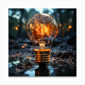 Light Bulb In The Forest Canvas Print