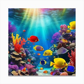 Tropical Fish In A Vibrant Coral Reef 1 Canvas Print