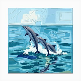 Dolphins In The Ocean Canvas Print