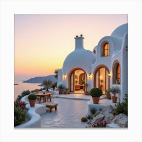 Greece Villa At Sunset Toile