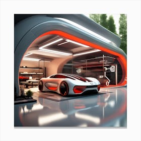 Futuristic Car Garage Canvas Print