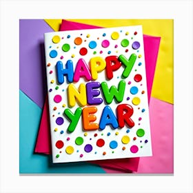 Happy New Year Greeting Card 1 Canvas Print