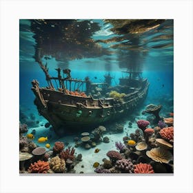 Pirate Ship Under The Sea 1 Canvas Print