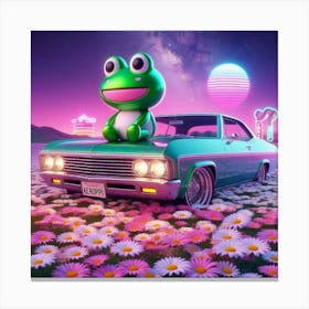 Frog On A Car 1 Canvas Print