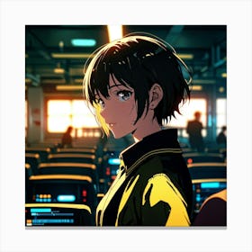 Anime Girl Standing In A Room Canvas Print