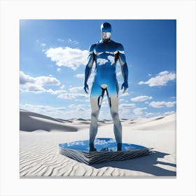 Futuristic Man Standing In Desert 2 Canvas Print