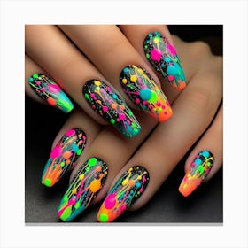 Neon Nail Art 2 Canvas Print