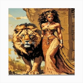 Lion And Woman-Drucke 09.12.2024--ee5-67280 Canvas Print