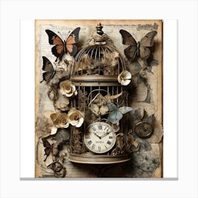 Clock With Butterflies 1 Canvas Print