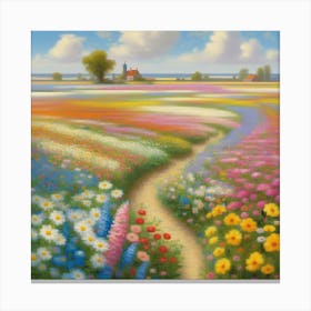 Bloemenzee Dutch For Sea Of Flowers Fields Of Flowers In A Dreamlike State With Swirling 3 Canvas Print