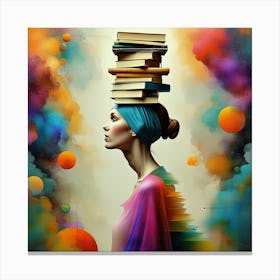 Artistic Grace in Surreal Book Balancing Canvas Print