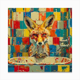 Fox In The Bath 1 Canvas Print