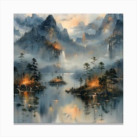 Chinese Landscape, Impressionism and Realism Canvas Print