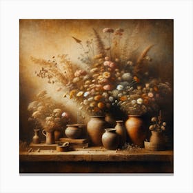 Flowers And Vases Canvas Print