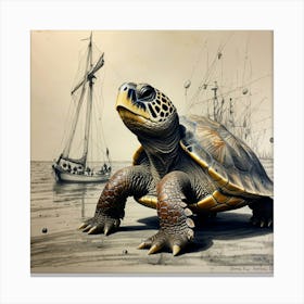 Turtle On The Beach 10 Canvas Print