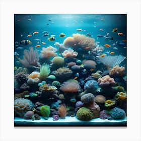 A Fish Tank With Different Types Of Fish With Beautiful Coral 1 Canvas Print