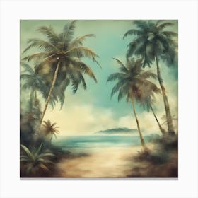 Palm Trees On The Beach Canvas Print