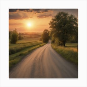 Country Road At Sunset 2 Canvas Print